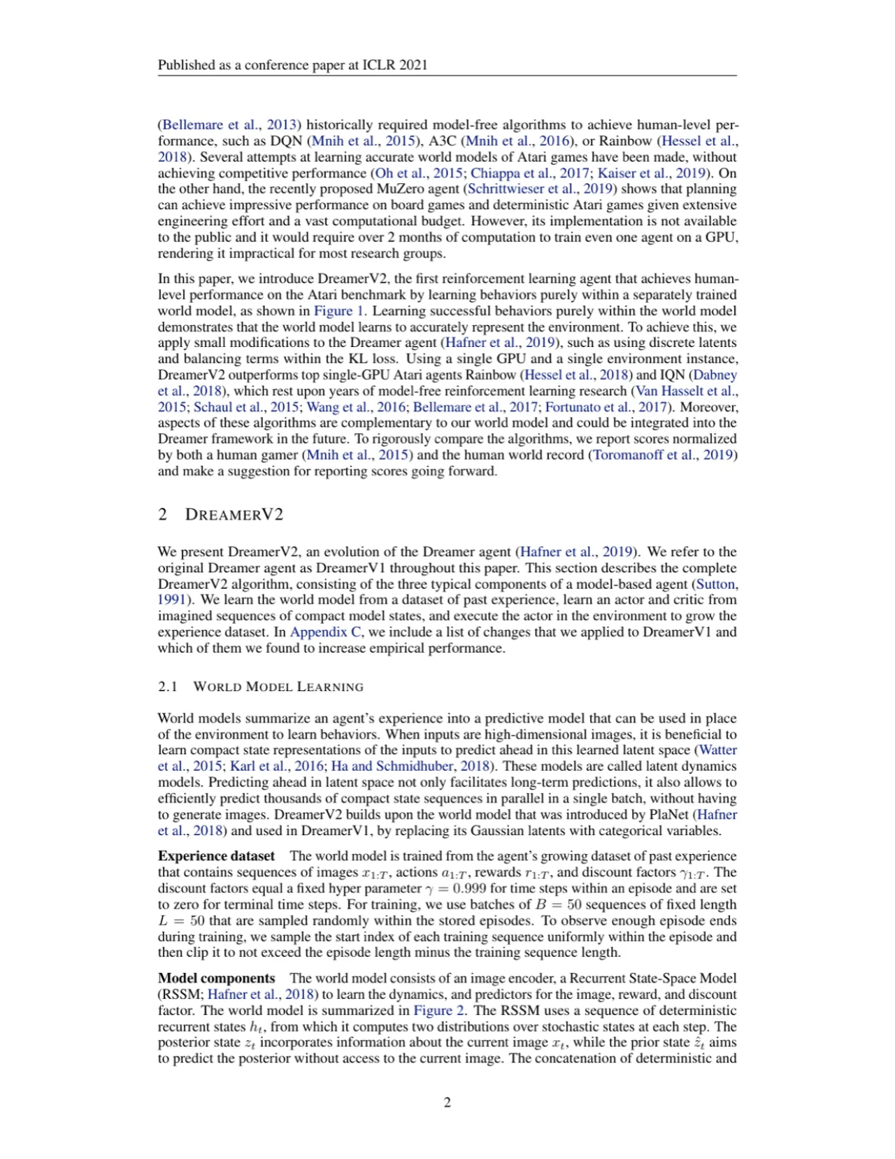 DreamerV2 World Model Learning