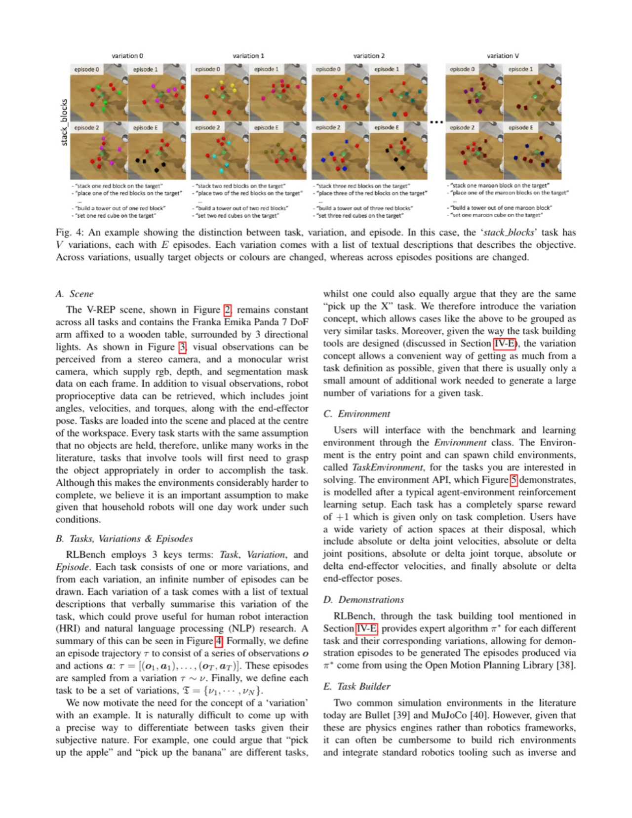 Task variation and episode example