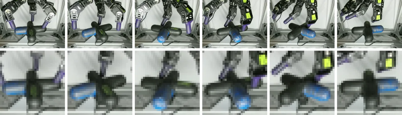Dexterous claw valve rotation task